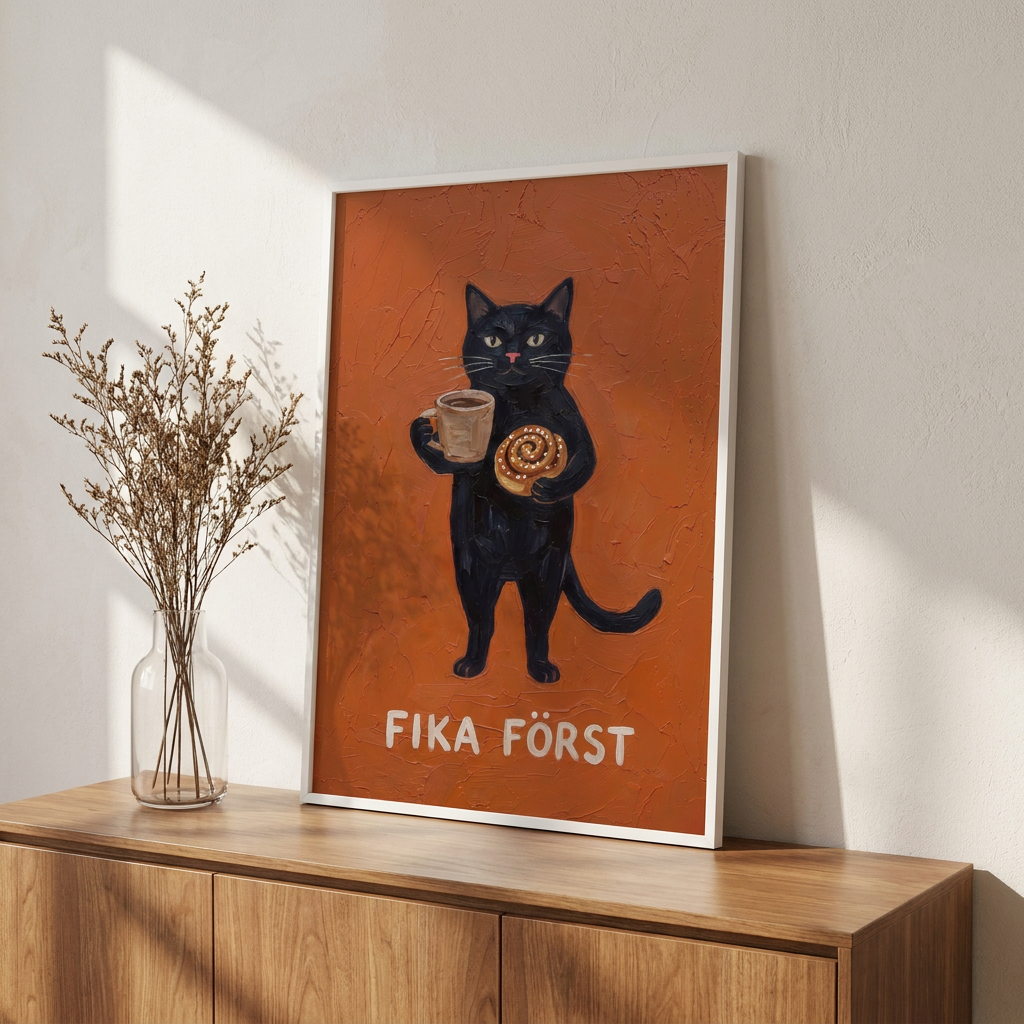 Fika Rst Poster framed in an interior