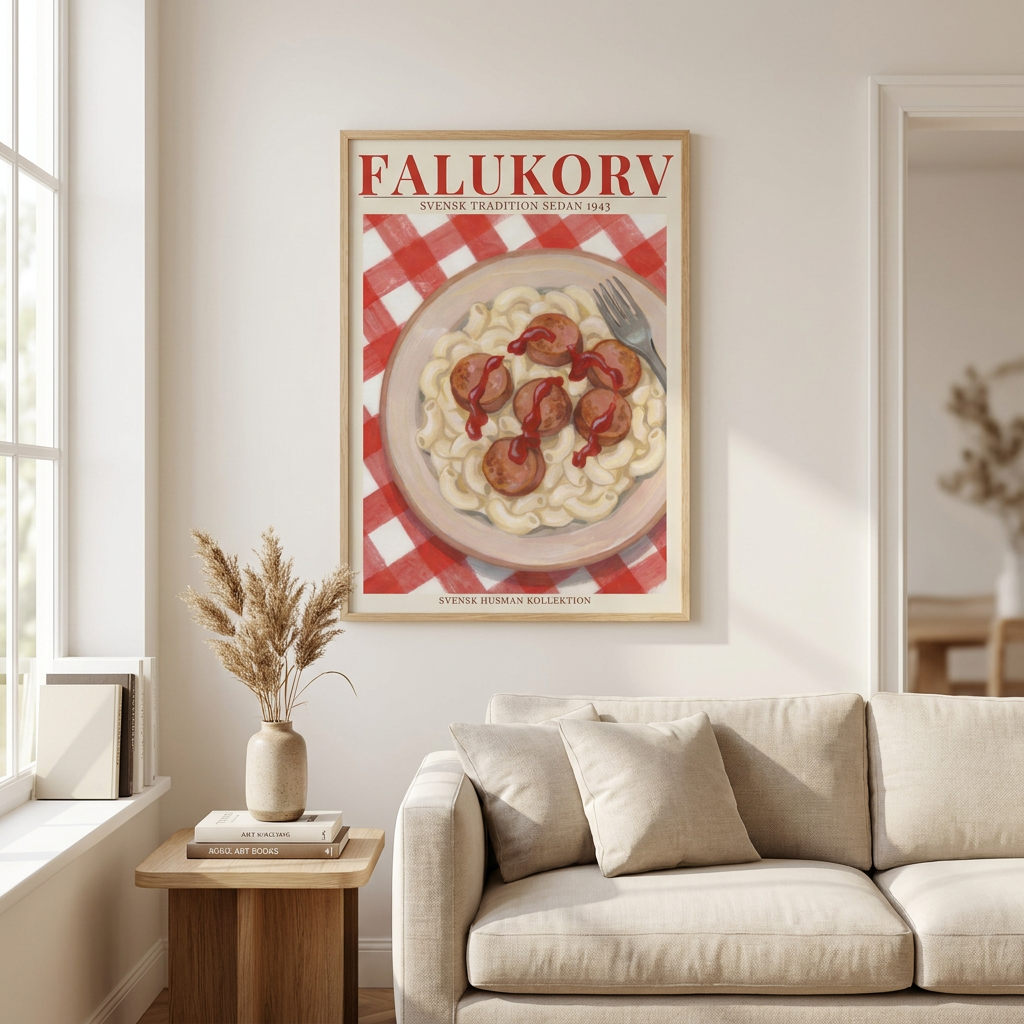 Falukorv Poster framed in an interior