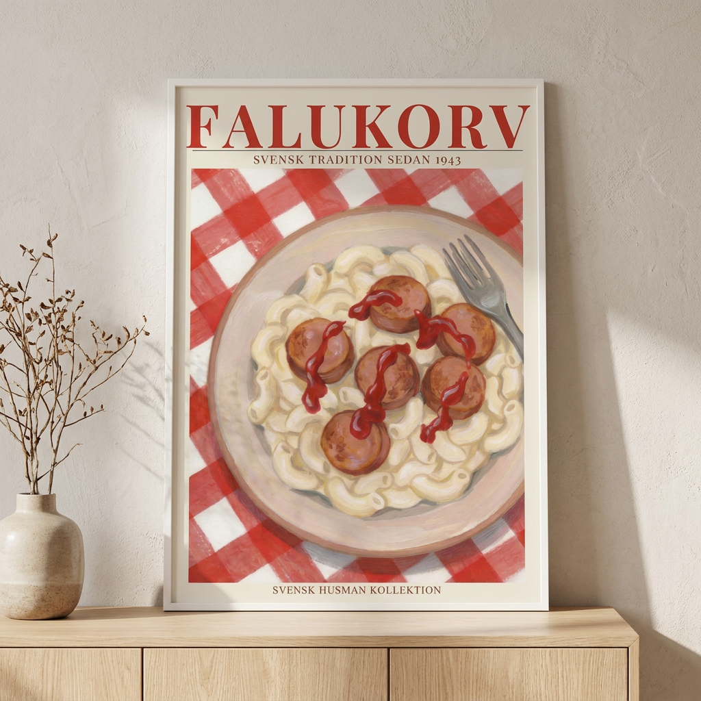 Falukorv Poster framed in an interior