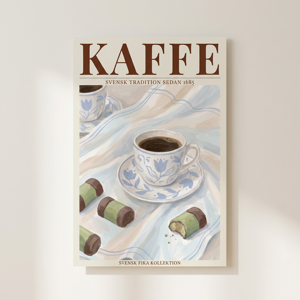 Kaffe Poster shown cleanly on a wall