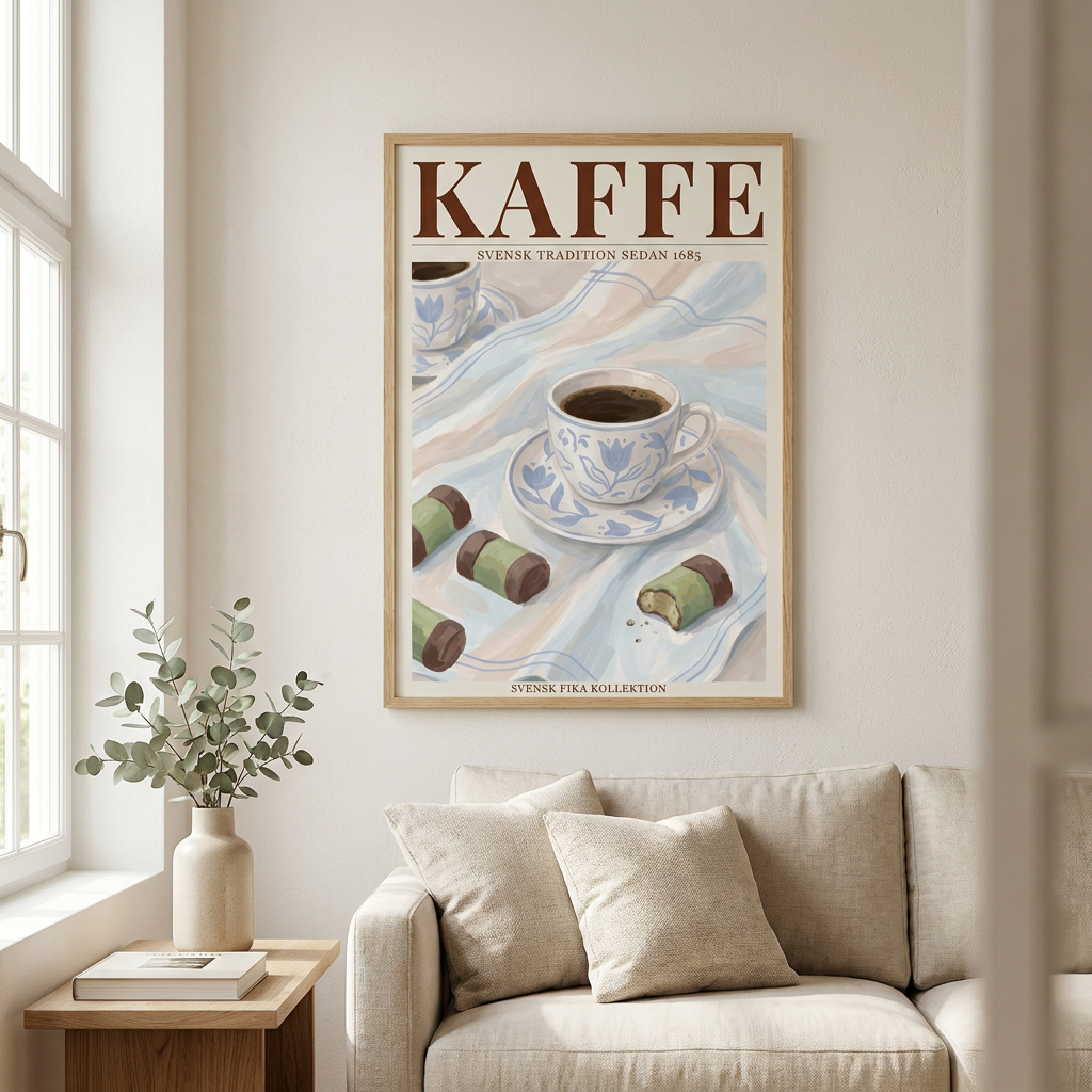 Kaffe Poster framed in an interior