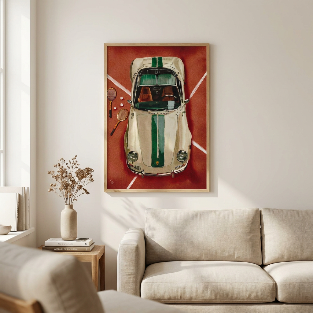 Ekaterina Zagorska Tennis Club Poster framed in an interior