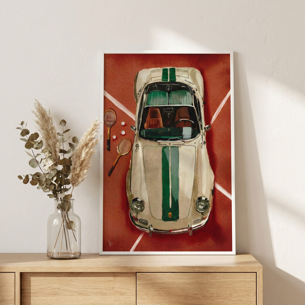 Ekaterina Zagorska Tennis Club Poster framed in an interior