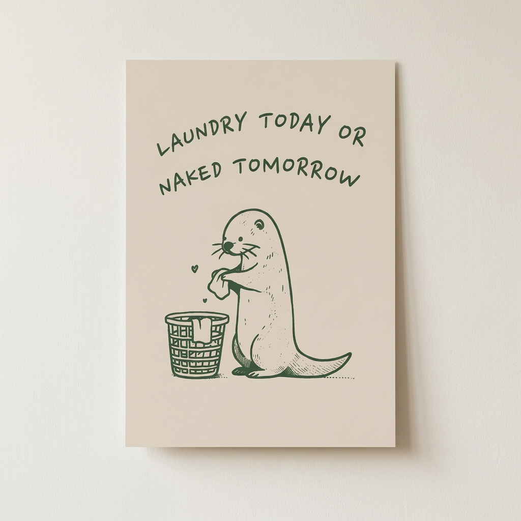 Laundry Today Or Naked Tomorrow Poster shown cleanly on a wall