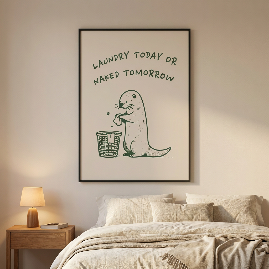 Laundry Today Or Naked Tomorrow Poster framed in an interior
