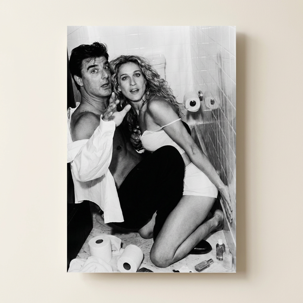 Bathroom Chaos Poster shown cleanly on a wall