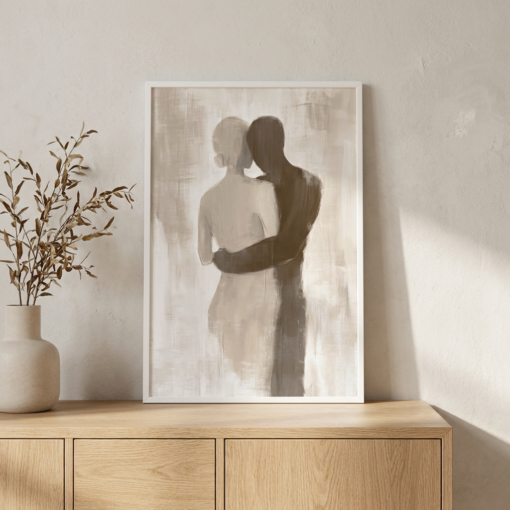 Abstract Love Poster framed in an interior